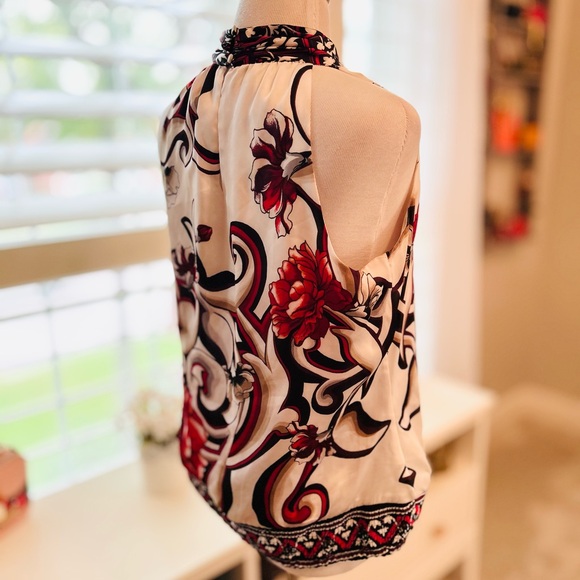 WHBM Red Silky Floral Halter Top Small - Picture 6 of 6